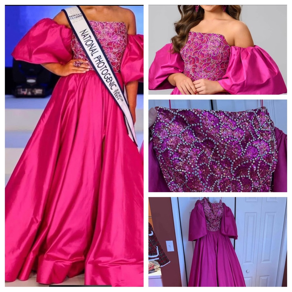 Jovani Strapless Fuchsia Gown